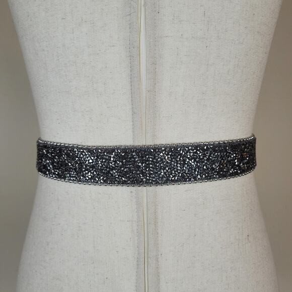 Silver Rhinestone Western Belt Large XL Leather Bling Cowgirl Rodeo Sparkly main image 6